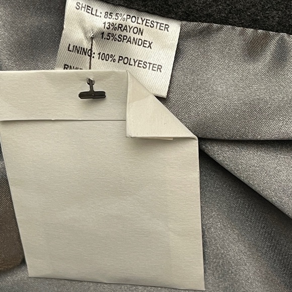 Calvin Klein Double Breasted Drape Cape Coat Envelope Collar Grey Sleeved Jacket - Picture 15 of 15